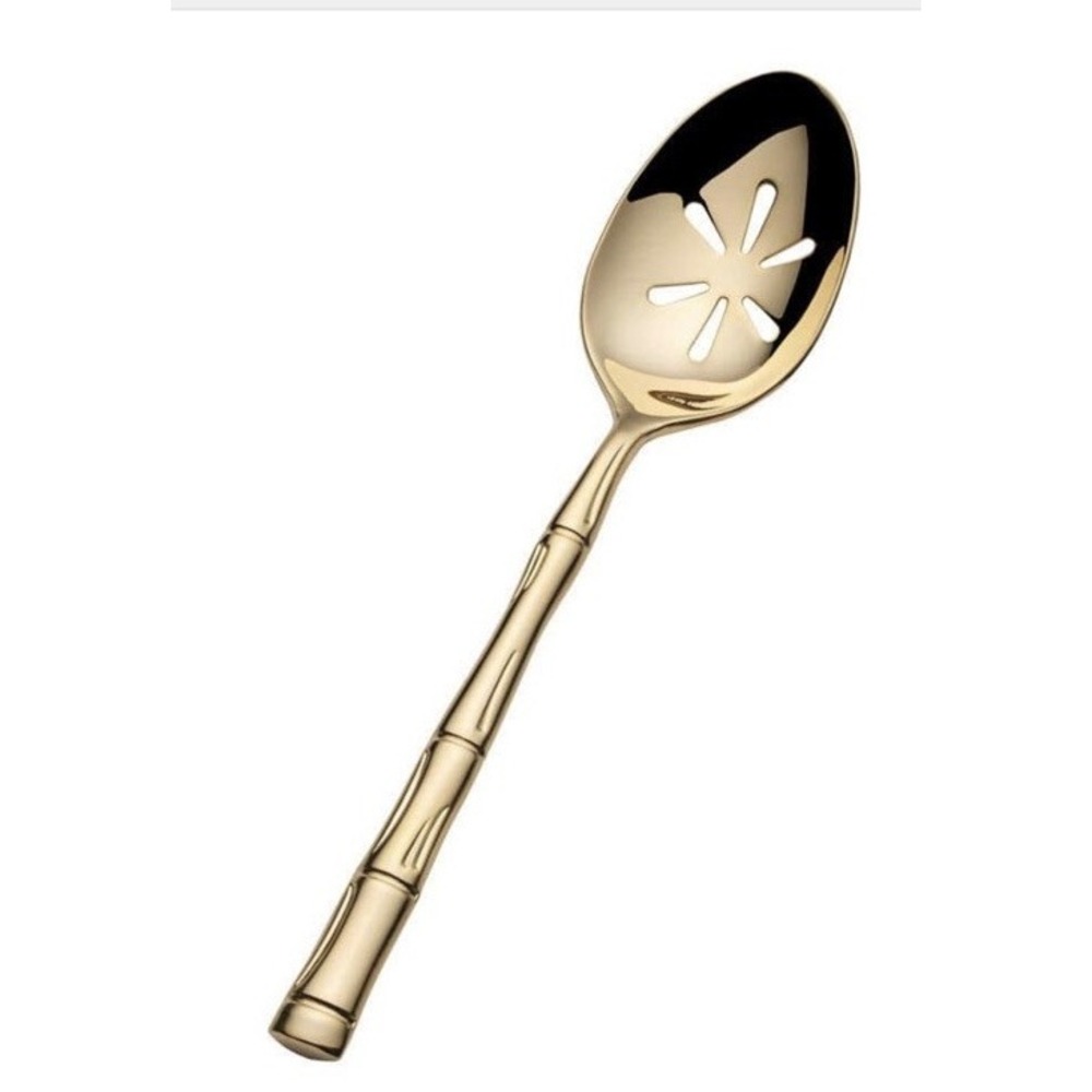 Wallace Gold-Plated 18/10 Stainless‎ Steel Bamboo Gold Slotted Serving Spoon